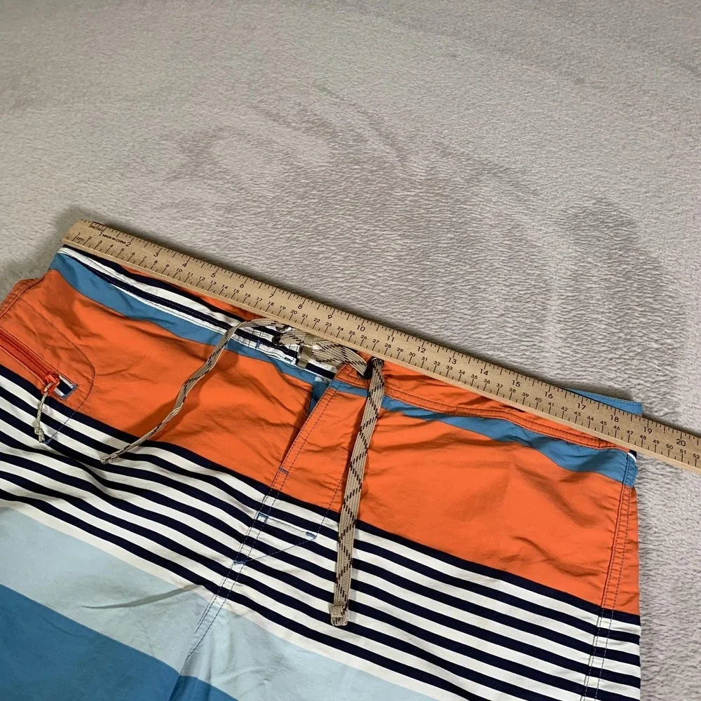 Patagonia Board Shorts Mens 36 Blue Orange Striped Swim‎ Trunks Quick Dry Surf